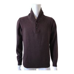 Method Mens Sweater Size Medium Burgundy Black Heathered Shawl Collar Pullover